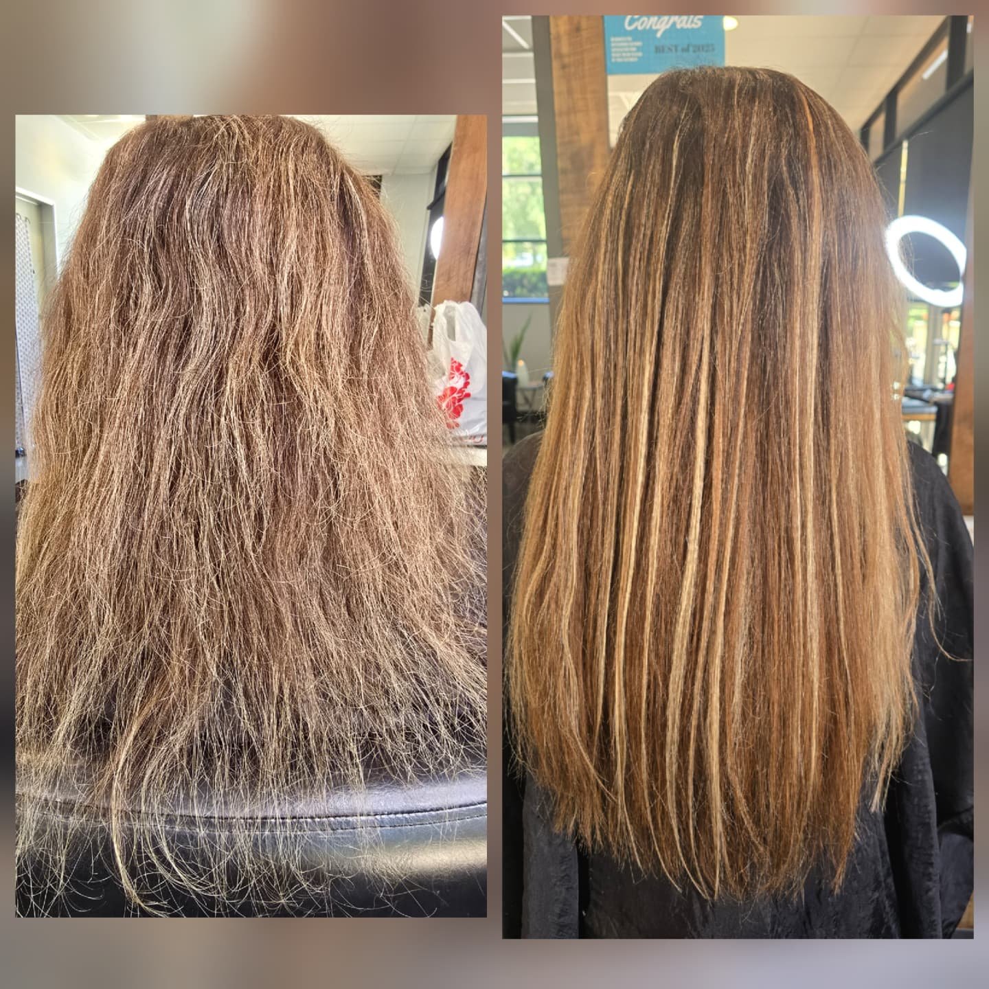 Long hair extensions before and after