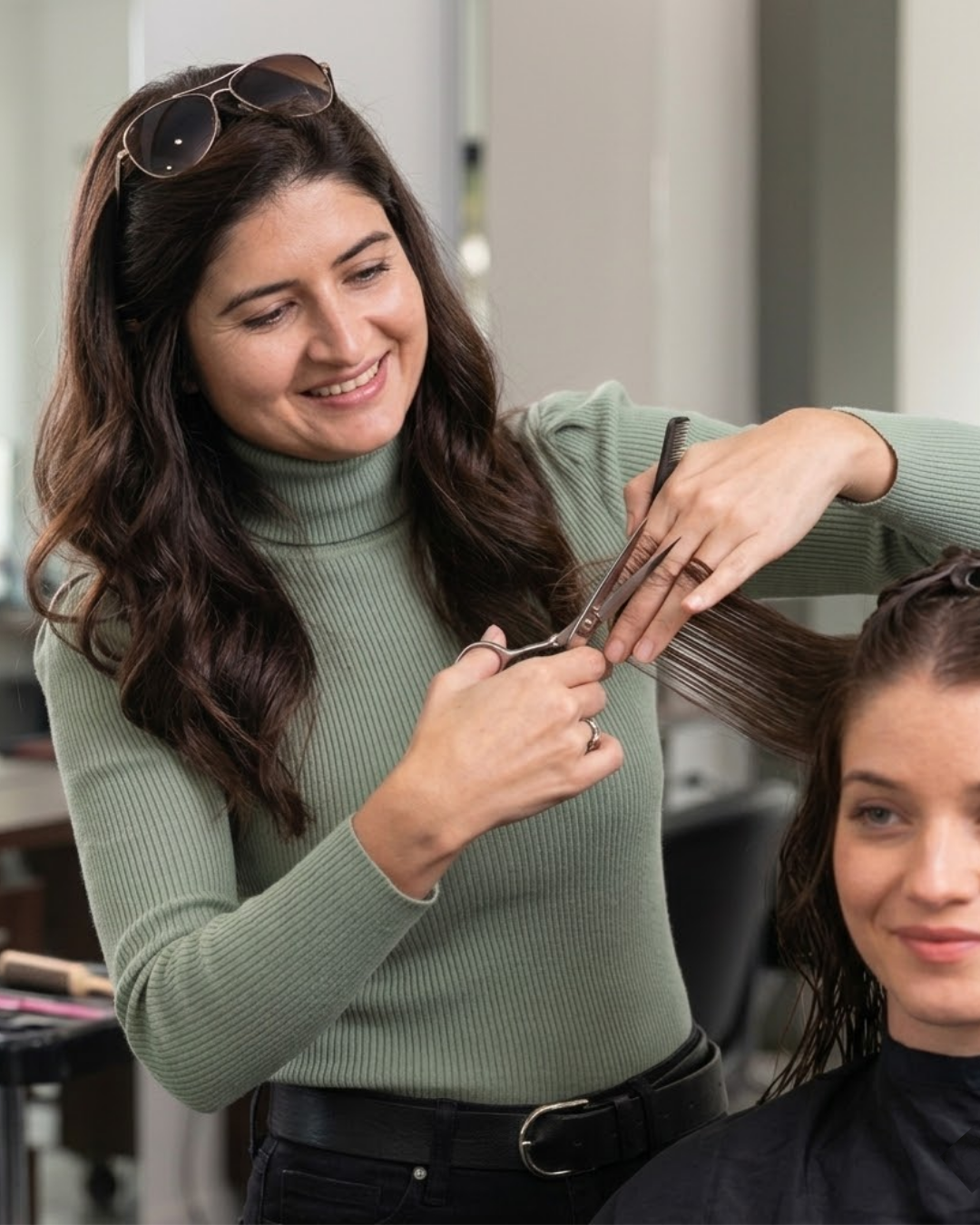 Sona with a salon client